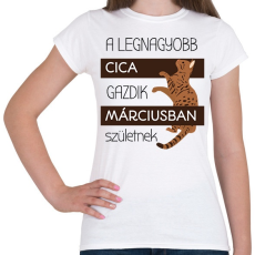 PRINTFASHION A legnagyobb cica gazdi - hónappal - Női póló - Fehér