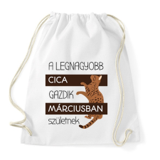 PRINTFASHION A legnagyobb cica gazdi - hónappal - Sportzsák, Tornazsák - Fehér tornazsák