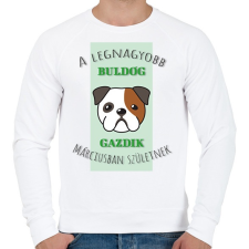 PRINTFASHION A legnagyobb gazdi - Buldog - hónappal - Férfi pulóver - Fehér női pulóver, kardigán