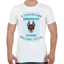 PRINTFASHION A legnagyobb gazdi - Dobermann - hónappal - Férfi póló - Fehér férfi póló