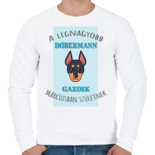 PRINTFASHION A legnagyobb gazdi - Dobermann - hónappal - Férfi pulóver - Fehér női pulóver, kardigán