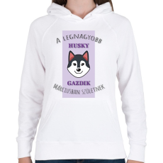 PRINTFASHION A legnagyobb gazdi - Husky - hónappal - Női kapucnis pulóver - Fehér