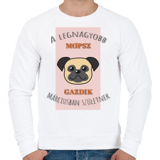 PRINTFASHION A legnagyobb gazdi - Mopsz - hónappal - Férfi pulóver - Fehér női pulóver, kardigán