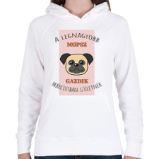 PRINTFASHION A legnagyobb gazdi - Mopsz - hónappal - Női kapucnis pulóver - Fehér női pulóver, kardigán