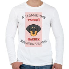 PRINTFASHION A legnagyobb gazdi - Tacskó - hónappal - Férfi hosszú ujjú póló - Fehér