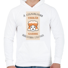 PRINTFASHION A legnagyobb gazdi - Uszkár - hónappal - Férfi kapucnis pulóver - Fehér