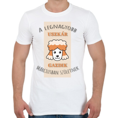 PRINTFASHION A legnagyobb gazdi - Uszkár - hónappal - Férfi póló - Fehér