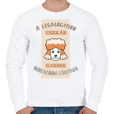 PRINTFASHION A legnagyobb gazdi - Uszkár - hónappal - Férfi pulóver - Fehér