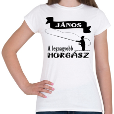 PRINTFASHION A legnagyobb horgász (egyedi névvel kérhető) - Női póló - Fehér