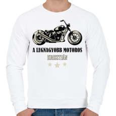 PRINTFASHION A legnagyobb motoros - Névvel - Férfi pulóver - Fehér