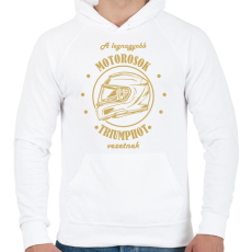 PRINTFASHION A legnagyobb motorosok - Triumph - Férfi kapucnis pulóver - Fehér
