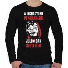 PRINTFASHION A legnagyobb pénzrablók júliusban születtek - Férfi hosszú ujjú póló - Fekete