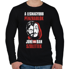 PRINTFASHION A legnagyobb pénzrablók júniusban születtek - Férfi hosszú ujjú póló - Fekete