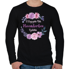 PRINTFASHION A legszebb nők novemberben születtek - Férfi hosszú ujjú póló - Fekete