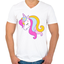 PRINTFASHION A legszebb unikornis - Férfi V-nyakú póló - Fehér férfi póló