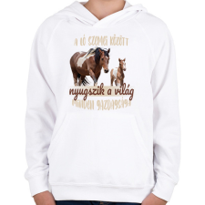 PRINTFASHION A ló szemei között - Gyerek kapucnis pulóver - Fehér gyerek pulóver, kardigán