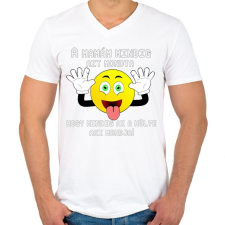 PRINTFASHION a mamám mindig - Férfi V-nyakú póló - Fehér férfi póló