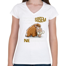 PRINTFASHION a mamutok sosem - Női V-nyakú póló - Fehér női póló
