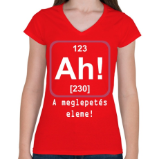 PRINTFASHION A meglepetés eleme  - Női V-nyakú póló - Piros