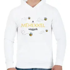 PRINTFASHION A méhekkel vagyok - Férfi kapucnis pulóver - Fehér férfi pulóver, kardigán