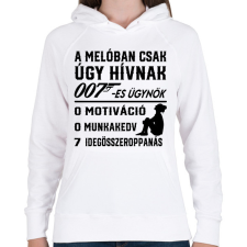 PRINTFASHION A melóban úgy hívnak 007-es ügynök 2 - Női kapucnis pulóver - Fehér női pulóver, kardigán