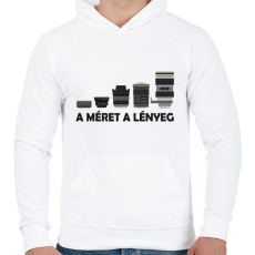 PRINTFASHION A méret a lényeg - Férfi kapucnis pulóver - Fehér