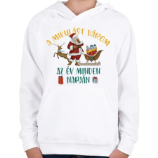 PRINTFASHION A mikulást várom - Gyerek kapucnis pulóver - Fehér gyerek pulóver, kardigán