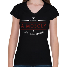 PRINTFASHION A mosoly a legjobb smink. - Női V-nyakú póló - Fekete