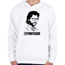 PRINTFASHION A nagy pénzrablás - EL RPOFESSOR - fekete fehér - Gyerek kapucnis pulóver - Fehér