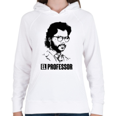 PRINTFASHION A nagy pénzrablás - EL RPOFESSOR - fekete fehér - Női kapucnis pulóver - Fehér