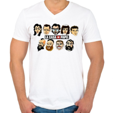 PRINTFASHION A nagy pénzrablás! - Férfi V-nyakú póló - Fehér férfi póló