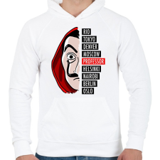 PRINTFASHION A nagy pénzrablás - La casa de papel - Férfi kapucnis pulóver - Fehér férfi pulóver, kardigán