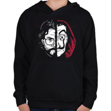 PRINTFASHION A nagy pénzrablás - Professor - Gyerek kapucnis pulóver - Fekete gyerek pulóver, kardigán