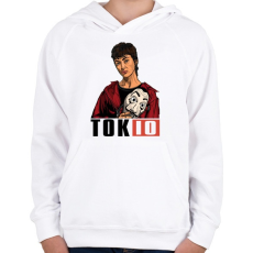 PRINTFASHION A nagy pénzrablás - TOKIO - Gyerek kapucnis pulóver - Fehér