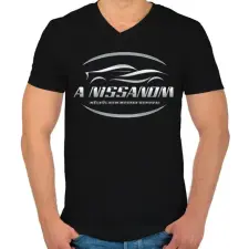 PRINTFASHION A nissanom nélkül - Férfi V-nyakú póló - Fekete férfi póló