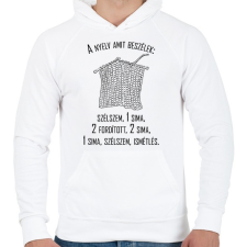 PRINTFASHION A nyelv amit beszélek - kötni, horgolni - Férfi kapucnis pulóver - Fehér férfi pulóver, kardigán
