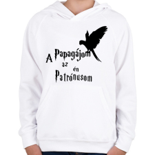 PRINTFASHION A Papagájom az én Patrónusom - Gyerek kapucnis pulóver - Fehér gyerek pulóver, kardigán