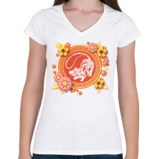 PRINTFASHION A patkány éve - Női V-nyakú póló - Fehér