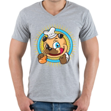 PRINTFASHION A pék kutyája - Férfi V-nyakú póló - Sport szürke férfi póló