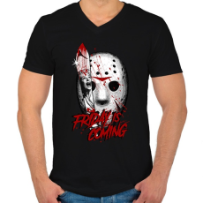PRINTFASHION A péntek közeleg - Férfi V-nyakú póló - Fekete