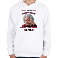 PRINTFASHION A pénz nem boldogít! - Gyerek kapucnis pulóver - Fehér