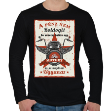 PRINTFASHION A pénz nem boldogít - Motoros minta - Férfi hosszú ujjú póló - Fekete férfi póló