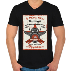 PRINTFASHION A pénz nem boldogít - Motoros minta - Férfi V-nyakú póló - Fekete