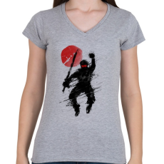 PRINTFASHION A pillanat - Női V-nyakú póló - Sport szürke