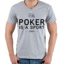 PRINTFASHION A pókerezés egy sport - Férfi V-nyakú póló - Sport szürke férfi póló