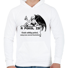 PRINTFASHION a pokol is! - Férfi kapucnis pulóver - Fehér