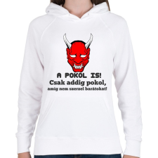 PRINTFASHION a pokol is! - Női kapucnis pulóver - Fehér női pulóver, kardigán