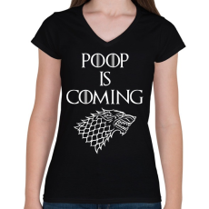 PRINTFASHION A puki közeleg - Női V-nyakú póló - Fekete