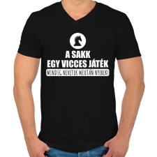 PRINTFASHION A sakk vicces játék - Férfi V-nyakú póló - Fekete férfi póló
