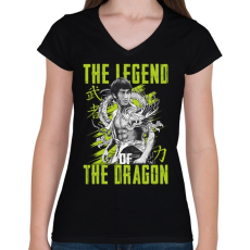 PRINTFASHION A sárkány legendája - Női V-nyakú póló - Fekete